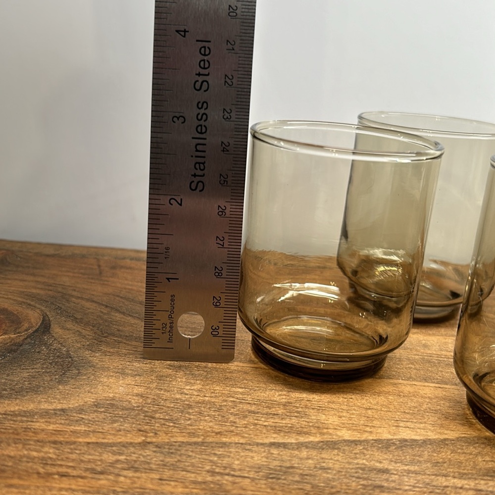 Vintage Set Of 4 Smoked Glasses 5 oz Cocktail Juice Dominion 60s Retro MCM - Picture 4 of 7